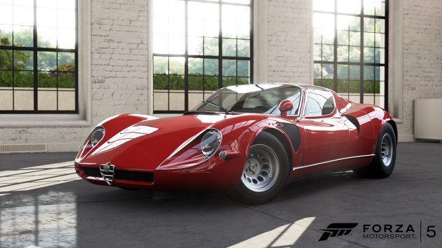 The Forza 5 Smoking Car Pack - showing off the mid-engined 1968 Alfa Romeo 33 Stradale coupé.