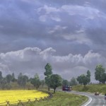 Euro Truck Sim 2 - driving through fields.