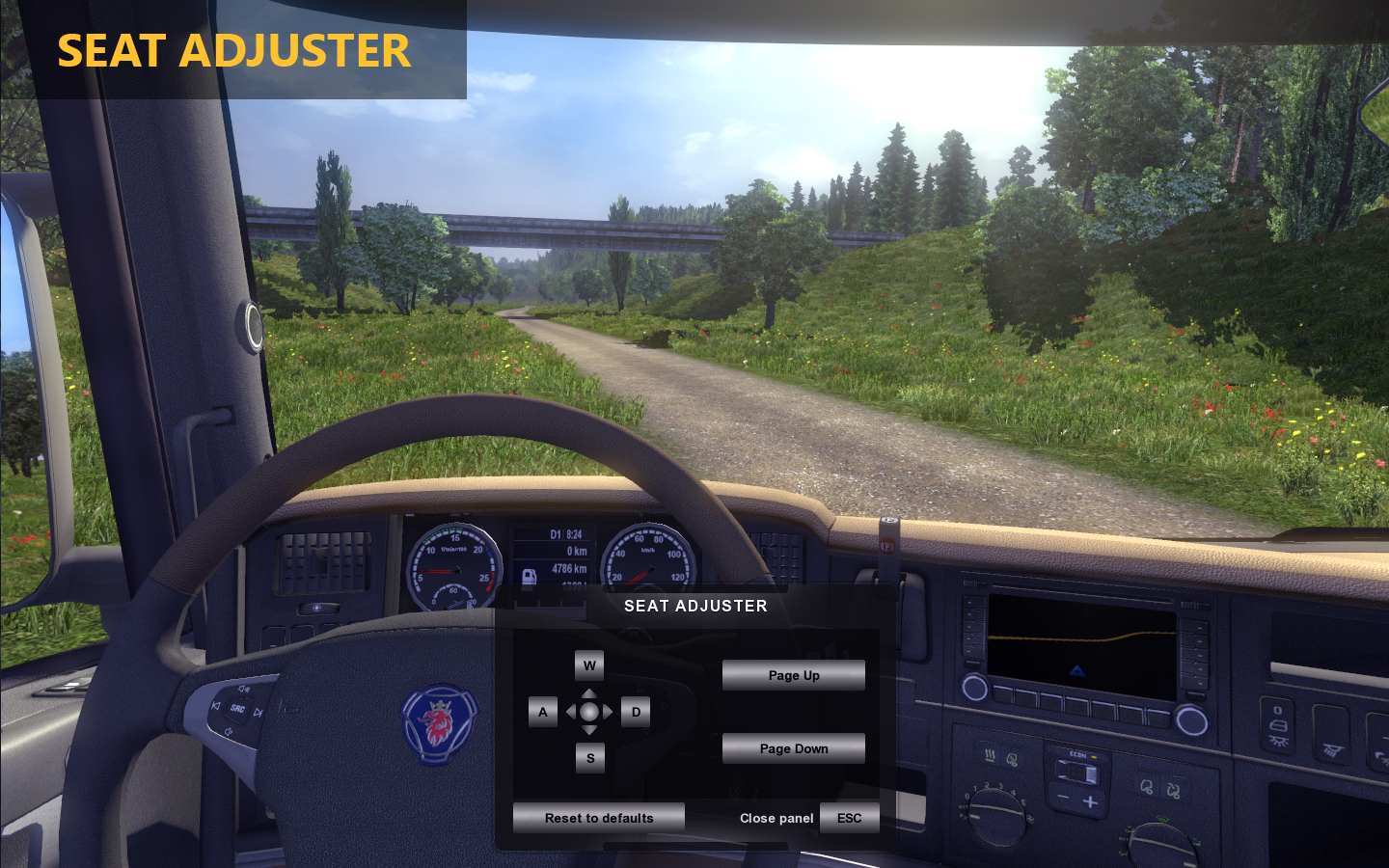 Euro Truck Sim 2 April 2014 seat adjustment interface