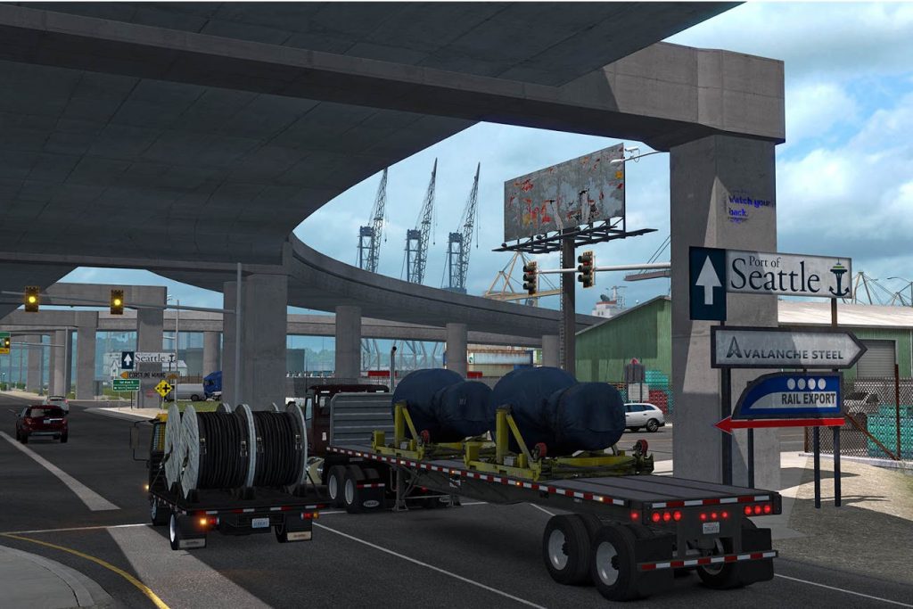 The American Truck Simulator Washington Map Expansion includes Seattle, Tacoma and many other cities