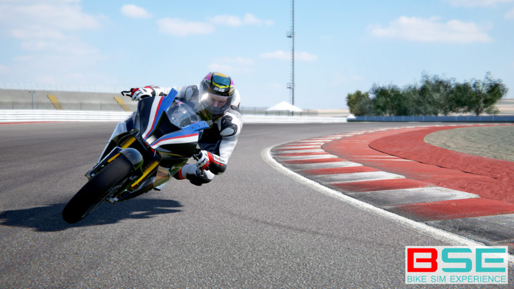 Bike Sim Experience includes a bike which resembles a BMW at a track which is a bit like Misano