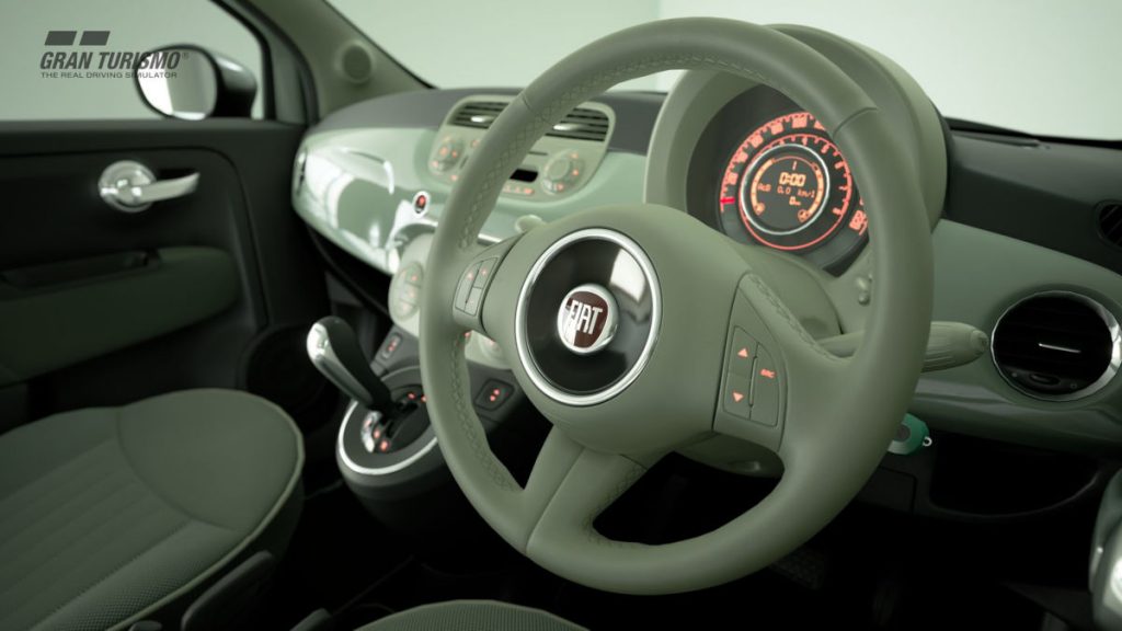The interior of the 2008 Fiat 500 Lounge SS does look nice in GT Sport