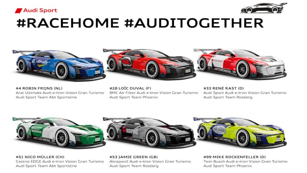 The pro Audi DTM line-up for the #RaceHome charity series