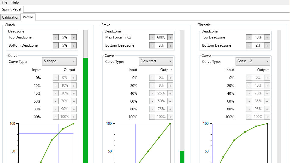 The Heusinkveld SmartControl V1.0 allows you to tweak and change everything to an almost infinite degree if you want...