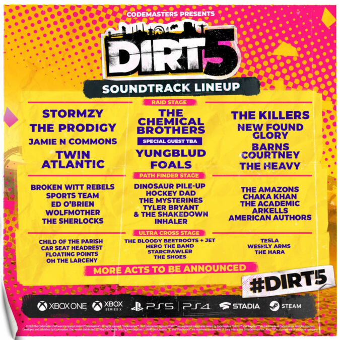 40 artists have been confirmed so far with the DIRT 5 Official In-Game Soundtrack Revealed