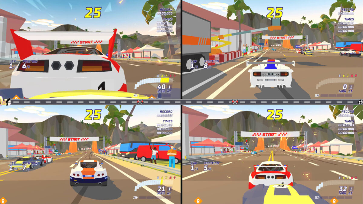 Hotshot Racing includes 4-player split-screen local multiplayer