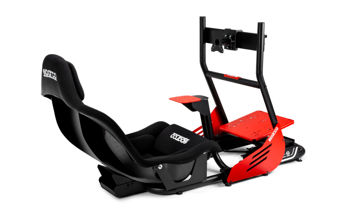 Adjustable wheel and pedal platforms should allow everyone to use the new Sparco Evolve GP sim rig set-up