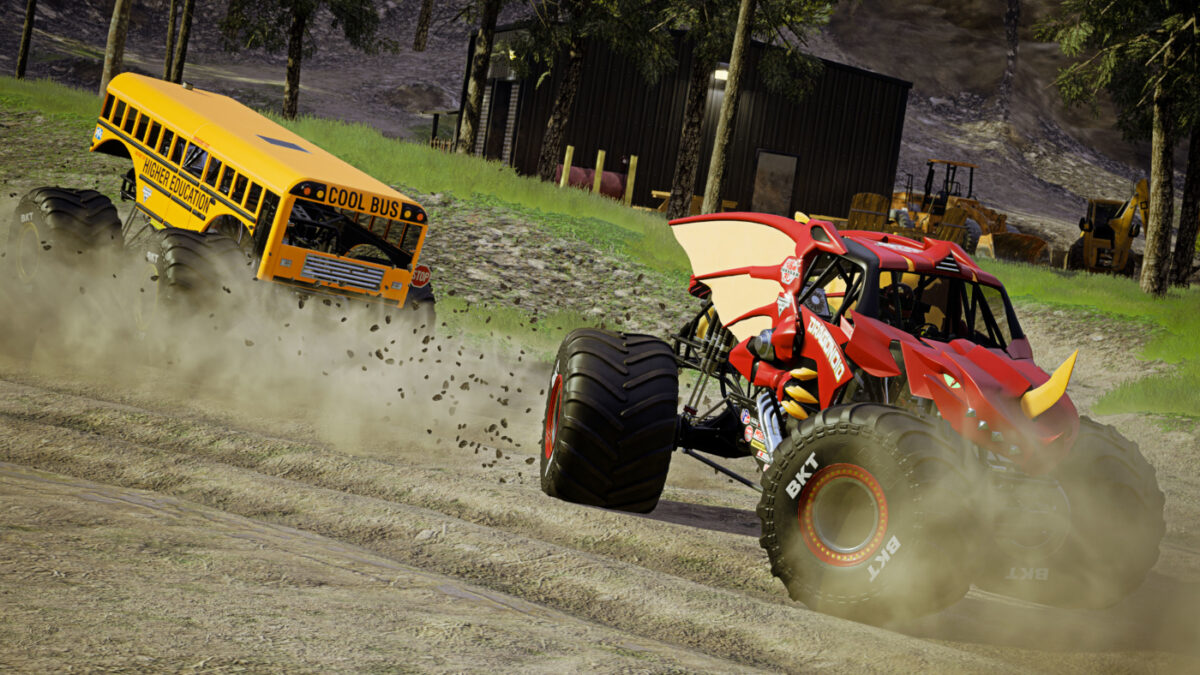 The sort of racing action you'll really only see in a game like Monster Jam Steel Titans 2