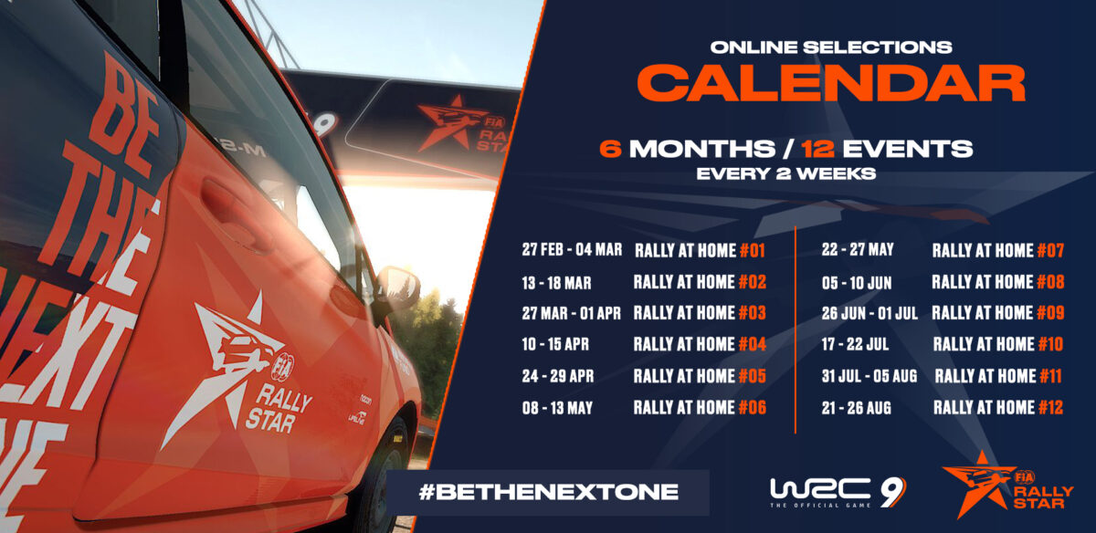 The WRC 9 FIA Rally Star Rally At Home Event Dates..