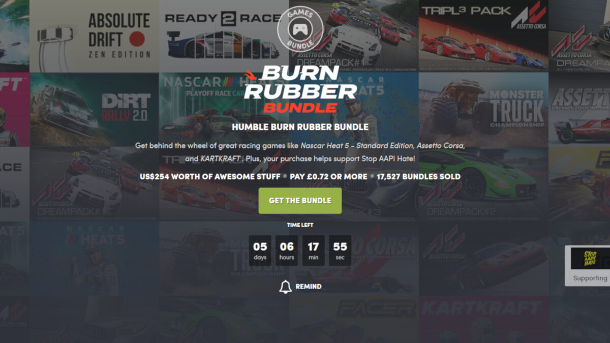 The Humble Burn Rubber Bundle includes KartKraft, NASCAR Heat 5, Assetto Corsa and more...