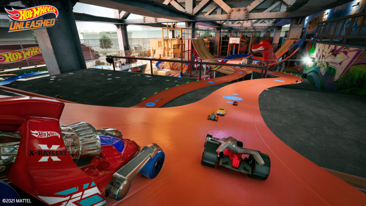 There's plenty of room to create your own tracks in the Hot Wheels Unleashed Skatepark environment