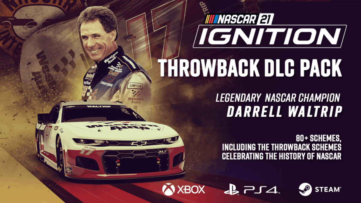 The NASCAR 21: Ignition Throwback Pack DLC features legendary champion Darrell Waltrip 