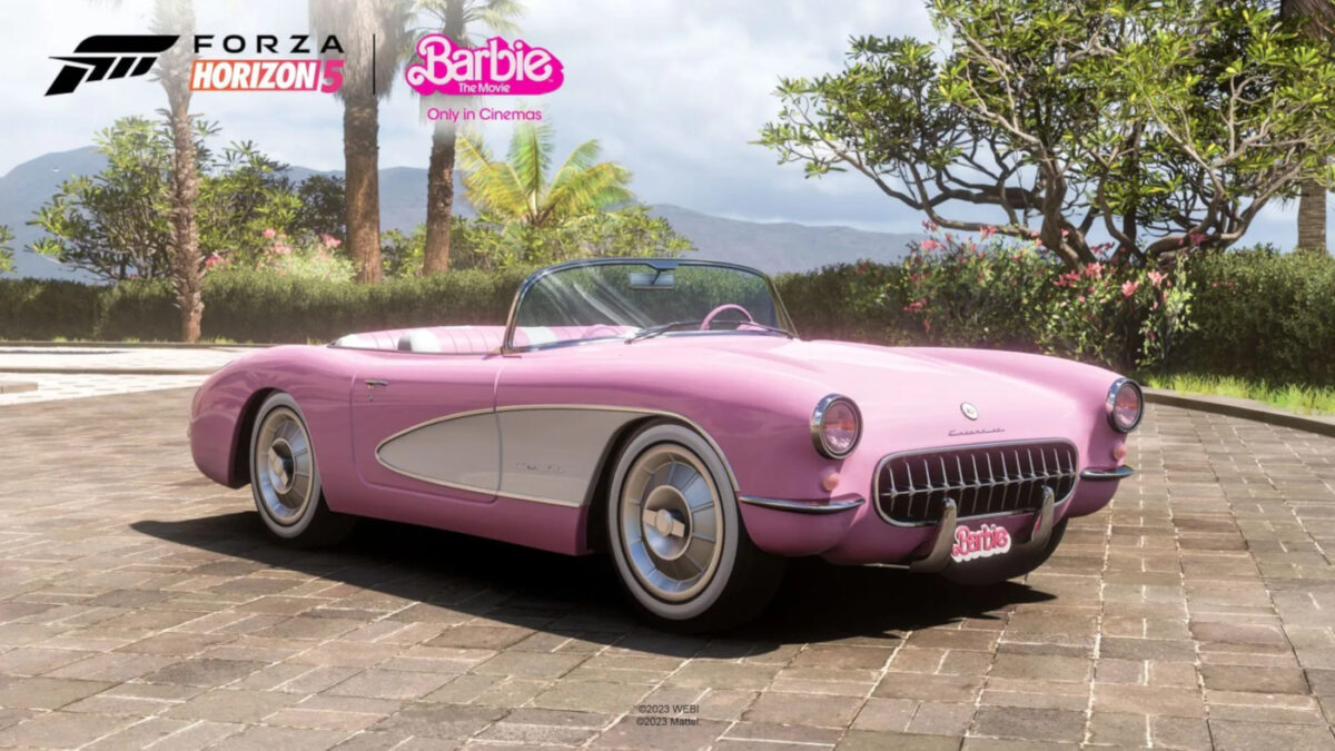 The Forza Horizon 5 Barbie 1956 Chevrolet Corvette EV