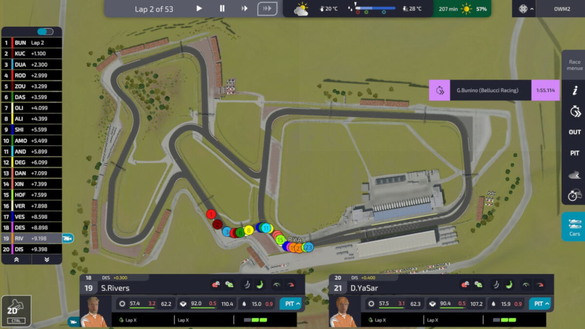 Manage the action in Open Wheel Manager 2 via an overhead view if you prefer it...