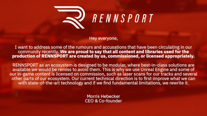 The Rennsport statement regarding code licensing and use
