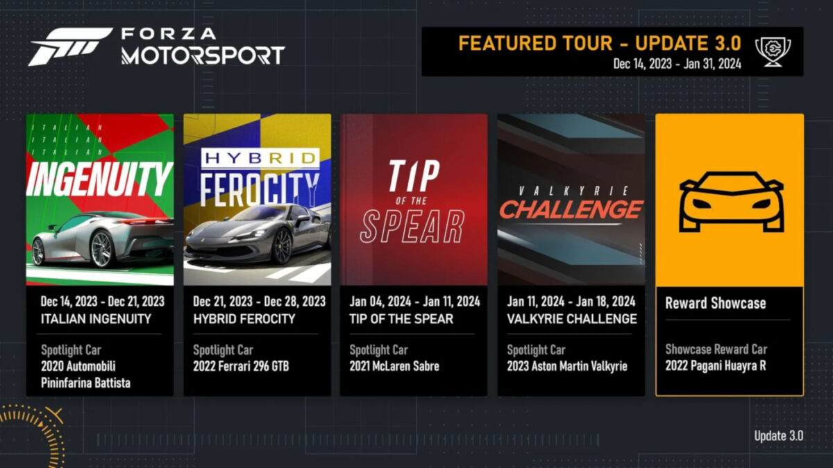 Forza Motorsport Update 3 adds the Contemporary Tour featured series